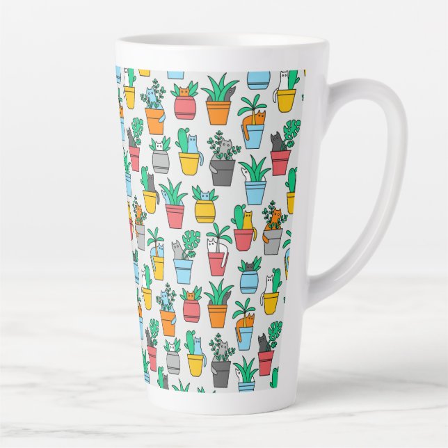Cats in the flowerpots latte mug (Right)