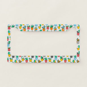 Cats in the flowerpots licence plate frame