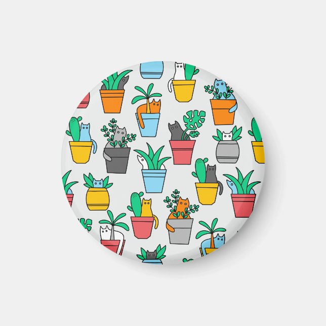 Cats in the flowerpots magnet (Front)