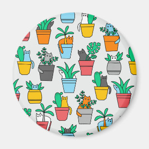 Cats in the flowerpots magnet
