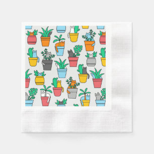 Cats in the flowerpots napkin