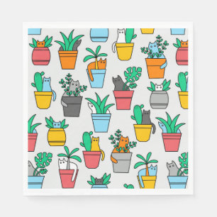 Cats in the flowerpots napkin