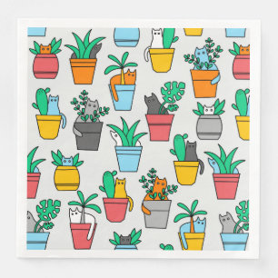 Cats in the flowerpots napkin