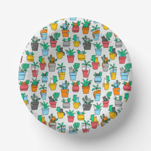 Cats in the flowerpots paper plate