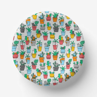 Cats in the flowerpots paper plate