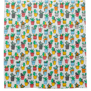 Cats in the flowerpots shower curtain