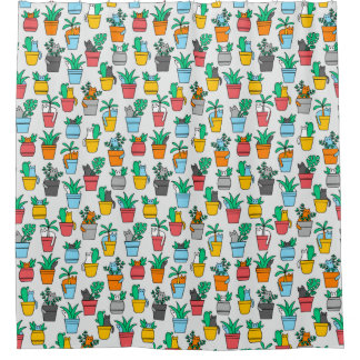 Cats in the flowerpots shower curtain