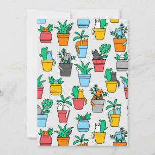 Cats in the flowerpots thank you card