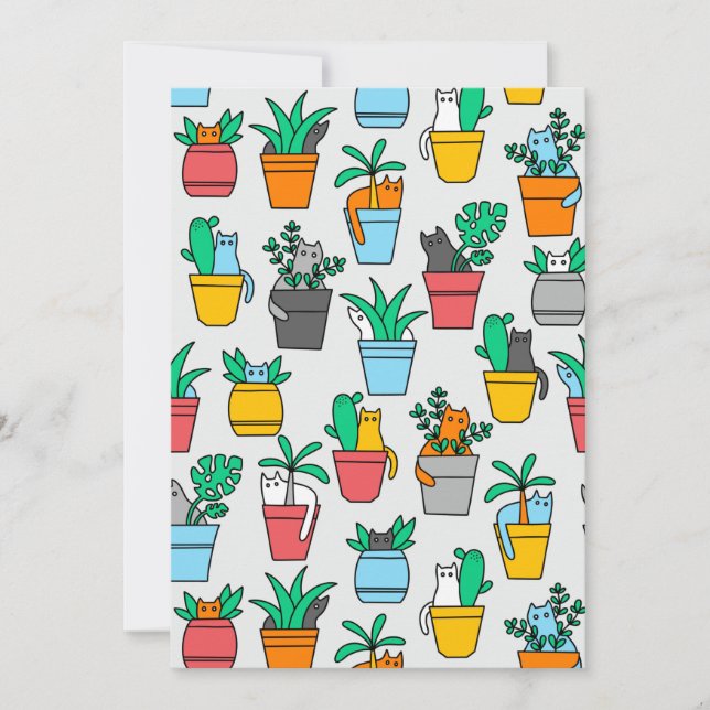 Cats in the flowerpots thank you card (Front)