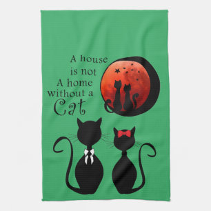 Cats in the home tea towel