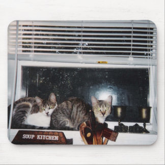 Cats in the Kitchen Window Mouse Pad