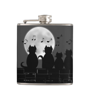 Cats in the moonlight hip flask