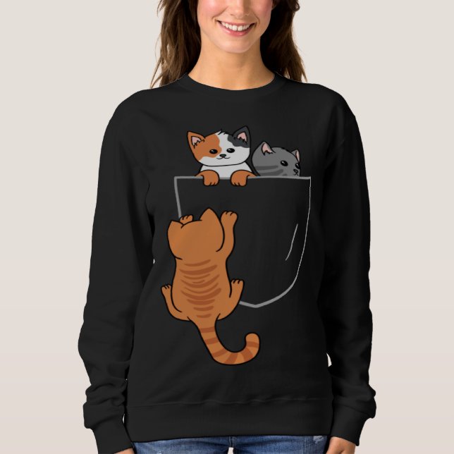 Cats In The Pocket Breast Pocket Animal  Cats Sweatshirt (Front)