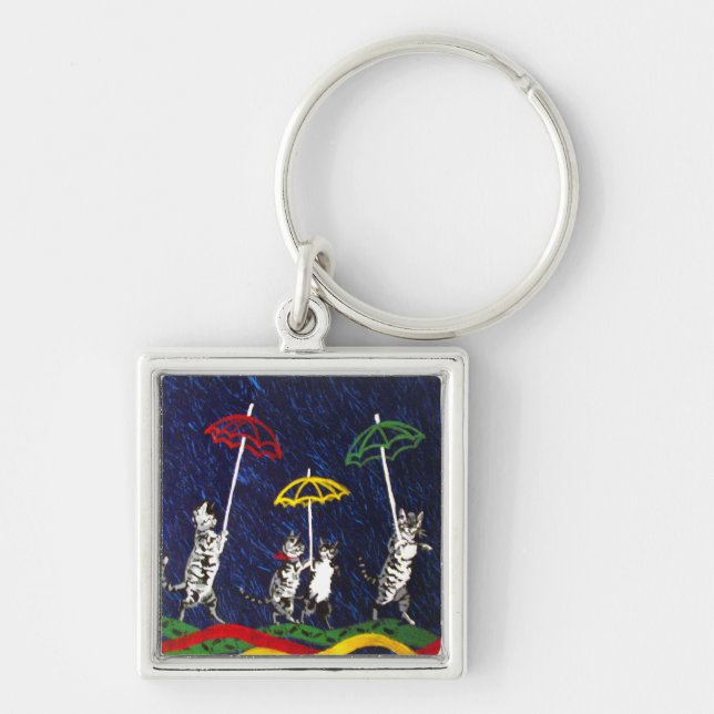 Cats in the Rain Key Ring (Front)