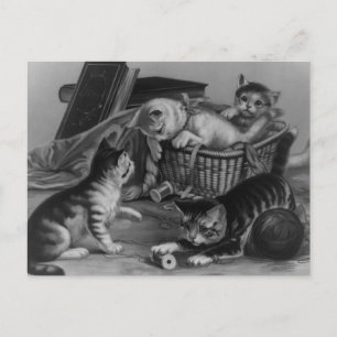 Cats in the Sewing Basket Postcard