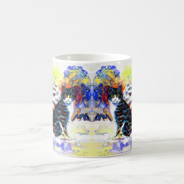 Cats in the snow art coffee mug (Center)