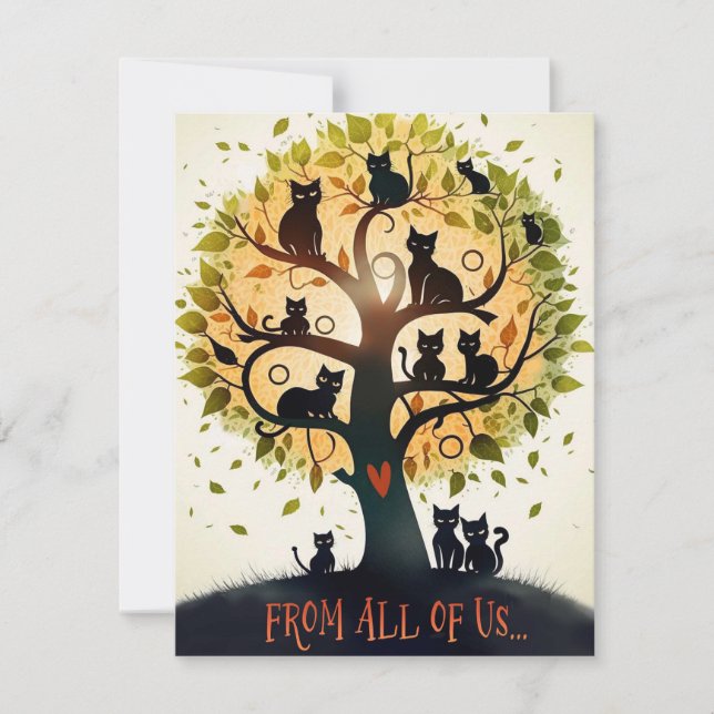 Cats In Tree Friends Birthday Card (Front)