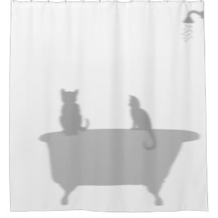 Cats In Tub Shower Silhouette Shadow Funny Shower Curtain