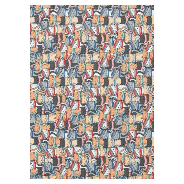 Cats in Winter Scarves & Hats Pattern Tablecloth (Front)
