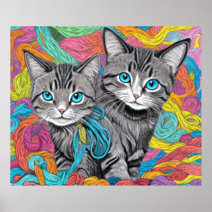 Cats in Wool Poster