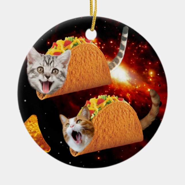 Cats inside space tacos ceramic ornament (Front)
