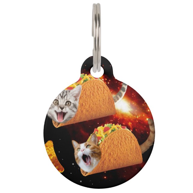 Cats inside space tacos pet tag (Front)