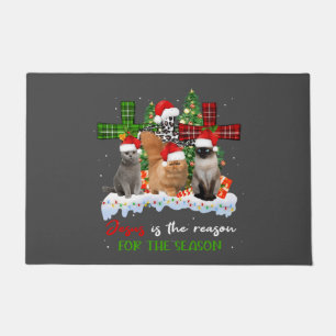 Cats Jesus Is Reason For The Season Christmas Ugly Doormat