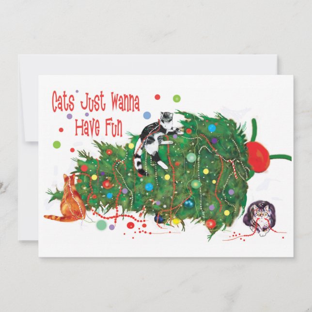 Cats Just Wanna Have Fun Christmas Card by artist (Front)