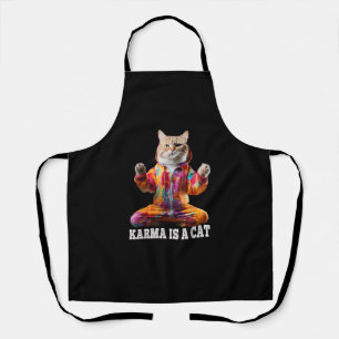 Cats , Karma is a cat, Yoga sports cat Apron
