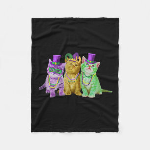Cats Kitten Kitty Mardi Gras Festival Party Cat Lo Fleece Blanket