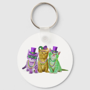 Cats Kitten Kitty Mardi Gras Festival Party Cat Lo Key Ring