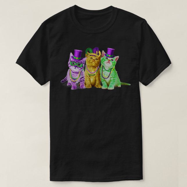 Cats Kitten Kitty Mardi Gras Festival Party Cat Lo T-Shirt (Design Front)