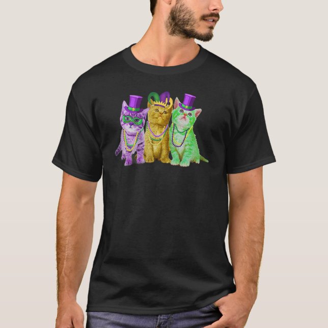 Cats Kitten Kitty Mardi Gras Festival Party Cat Lo T-Shirt (Front)
