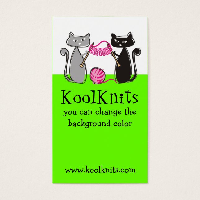 Cats knitting needles yarn gift tag business cards (Front)
