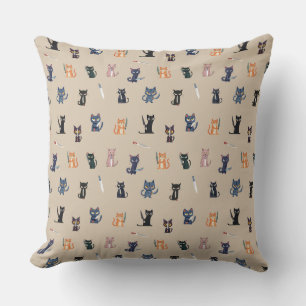 Cats & Knives Throw Pillow
