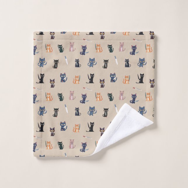 Cats & Knives Towel: Fun and Quirky Design Wash Cloth (Wash Cloth)