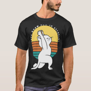 Cats Know How To Stretch Retro Yoga Cat Present T-Shirt