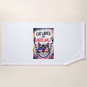 Cats Ladies for Harris Walz Beach Towel