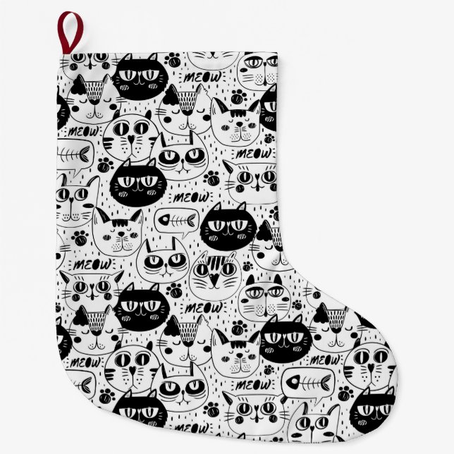 Cats Large Christmas Stocking (Front)