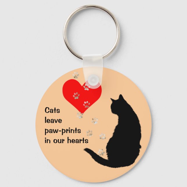 Cats leave paw-prints in our hearts key ring (Front)