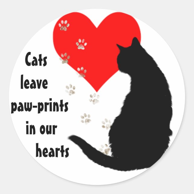 Cats leave Paw-Prints in our Hearts sticker (Front)