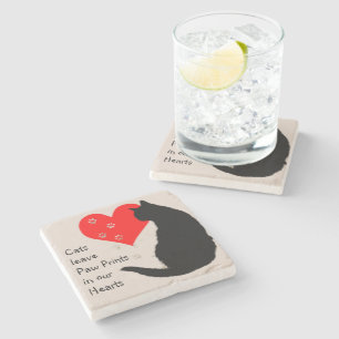 Cats leave paw-prints in our Hearts Stone Coaster