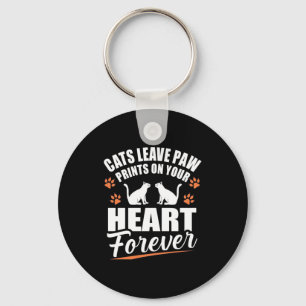 Cats Leave Paw Prints On Your Heart Key Ring