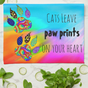 Cats Leave Paw Prints on Your Heart Kitchen Towel