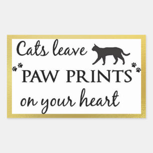 Cats Leave Paw Prints On Your Heart Rectangular Sticker