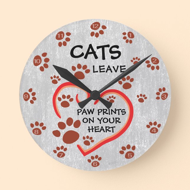 Cats Leave Paw Prints On Your Heart Wall Clock (Creator Uploaded)