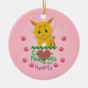 Cats Leave Pawprints Ceramic Tree Decoration