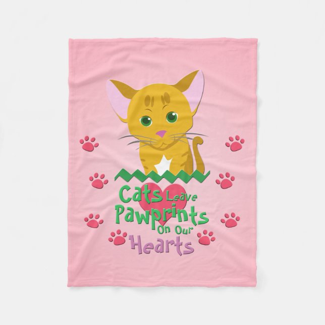 Cats Leave Pawprints Fleece Blanket (Front)