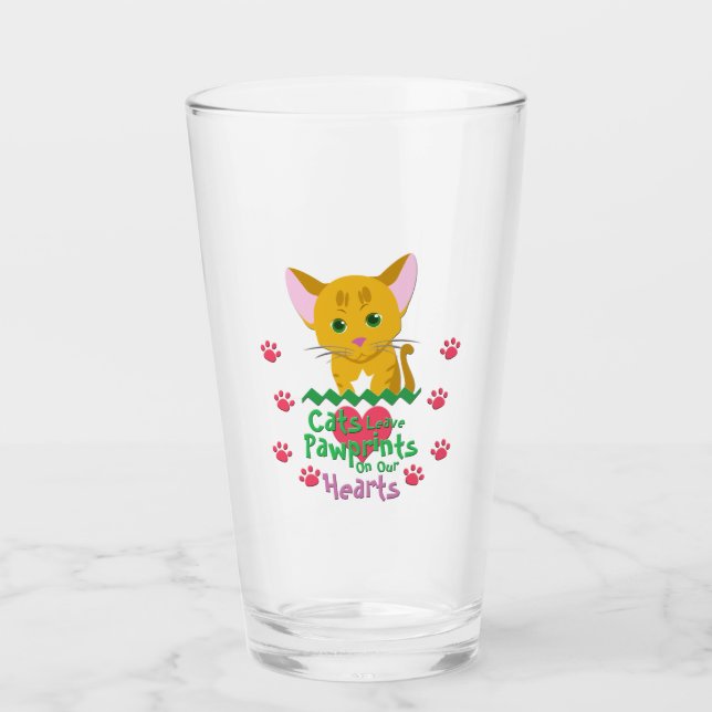 Cats Leave Pawprints Glass (Front)