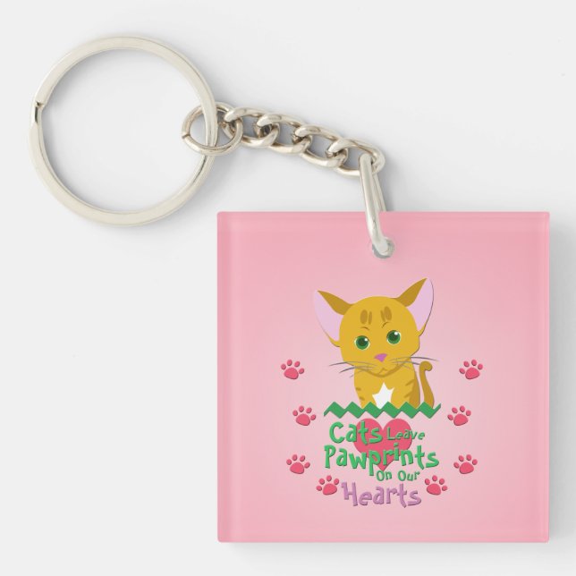 Cats Leave Pawprints Key Ring (Front)